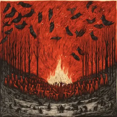 Folktale: around the fire - AI artwork, 27 Apr 2023