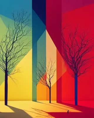 Juxtaposing of the colors with black dead eerie trees seemed like a great idea - AI artwork, 27 Apr 2023