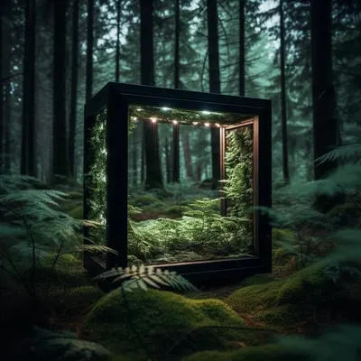 Design concept for led instalation in the woods - AI artwork, 25 Apr 2023