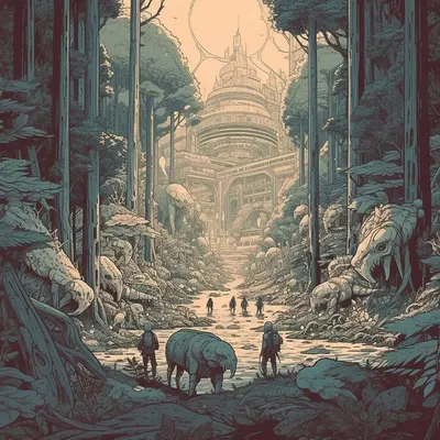 Discovering new landscapes part II Alien rainforests are kinda hard to explore - AI artwork, 30 Apr 2023