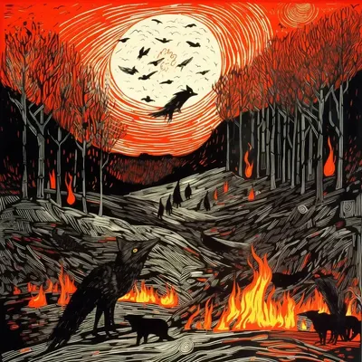 Folktale: around the fire - AI artwork, 27 Apr 2023
