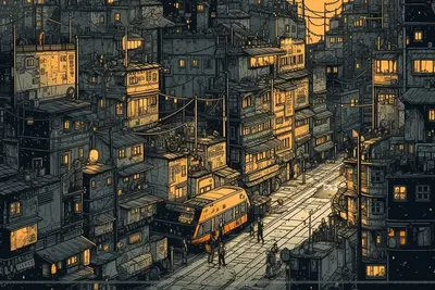 Exploration of the city continues. Muggily - AI artwork, 24 Apr 2023