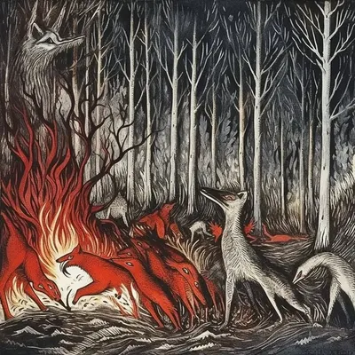 Folktale: around the fire - AI artwork, 27 Apr 2023