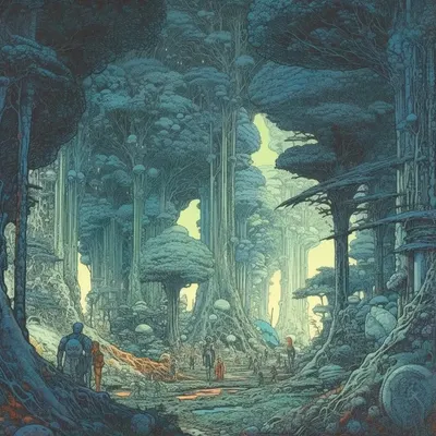 Discovering new landscapes part II Alien rainforests are kinda hard to explore - AI artwork, 30 Apr 2023