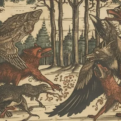 Folktale II. Around the fire - AI artwork, 16 Apr 2023