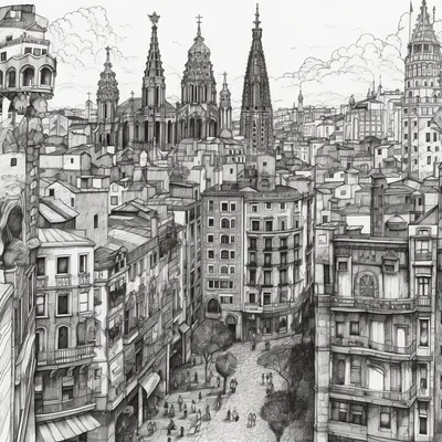 A few quick sketches of What a city - AI artwork, 5 May 2023