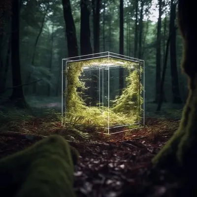 Concept for the led installation. The Cubes in the Woods - AI artwork, 3 May 2023