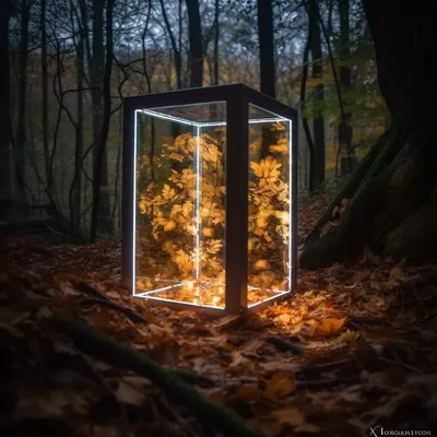 Concept for the led installation. The Cubes in the Woods - AI artwork, 3 May 2023
