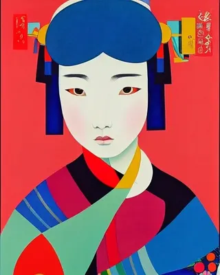 Japanesewomankandinskymixedstyleoctanerendertestpar3:4 - AI artwork, 17 Jun 2023
