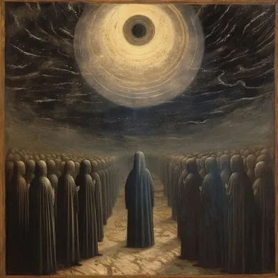 Unveiling the Enigma In the shadows of the night, where mystery intertwines with curiosity, secret societies dwell, shrouded in darkness and cloaked in whispers. These enigmatic gatherings have captivated the human imagination for centuries, evoking a sense of eerie fascination that tingles our spines. Behind closed doors, ancient rituals and arcane knowledge are said to be guarded, passed down from generation to generation, veiled from the prying eyes of the world. Their mysterious symbols and cryptic codes ignite a spark of intrigue, beckoning the intrepid souls to venture into the unknown. But amidst the eerie aura, let us remember that legends and myths often thrive in the realm of our imagination. Yet, the allure of secret societies endures, hinting at the hidden depths of human existence and the quest for power and enlightenment. As the moon casts its glow on the veiled secrets, we find ourselves drawn into the allure of the unknown. But let's remember to tread lightly, for some mysteries are meant to remain unexplored, adding a touch of mystique to the tapestry of life. Embrace the enigma, but always be cautious of the shadows that might pull you deeper into the darkness - AI artwork, 21 Jul 2023