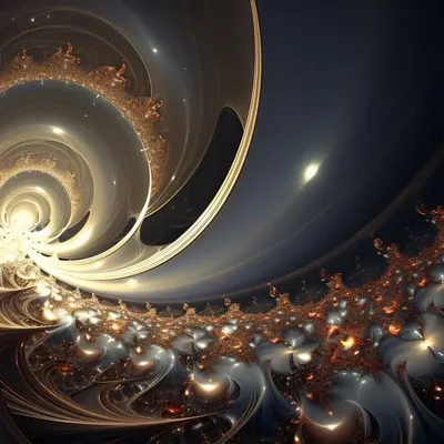 Exploring the Universe in its complexity is like diving into an endless fractal. Each part contains smaller parts, which in turn hold even smaller parts, and so on to infinity. This concept, known as fractal cosmology, implies that the observable universe is only a small speck within the larger cosmos. Just as fractal shapes can be split into parts, each of which is a reduced-scale copy of the whole, the universe may also possess self-similarity on astronomical scales. This gives rise to a fascinating perspective: what if our universe is just one layer of reality? Could there be infinite, more complex layers of existence, just waiting to be discovered? 1/11 - AI artwork, 6 Aug 2023