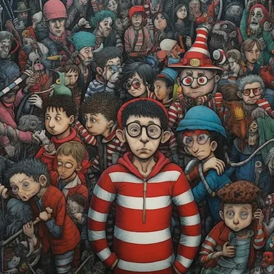"Where's Wally?" books have a hauntingly captivating effect on kids. As they search for Wally amidst the eerie scenes, they develop a chilling sense of observation, uncanny problem-solving skills, and the patience to navigate through a spine-tingling quest. The ghostly thrill of discovery keeps them hooked, ensuring that they never truly escape the enigmatic world of Wally - AI artwork, 8 Sep 2023