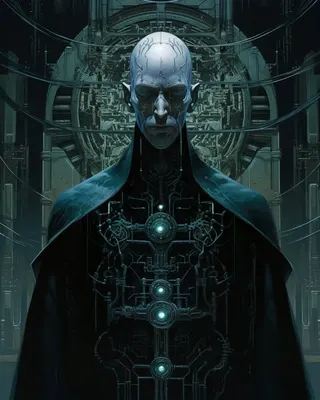 Cybernetic Monks. They found a way to permanently increase their DMT levels in pineal gland through the technology - AI artwork, 10 Sep 2023