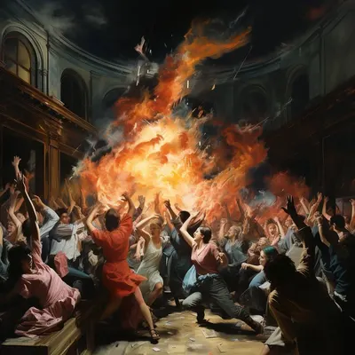 When the fire starts to burn - AI artwork, 29 Oct 2023