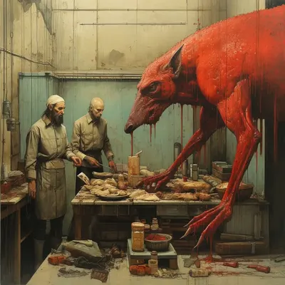 They came and stayed. Meat is Meat - AI artwork, 31 Oct 2023