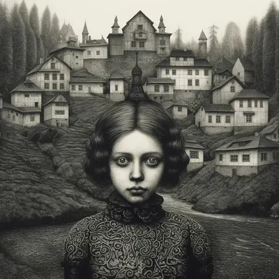In the heart of a forgotten forest town, Blackwood Manor, an eerie mansion, stood shrouded in darkness. The cursed home of the vanished Blackwood family, its walls whispered secrets of the occult. One stormy night, daring teenagers ventured inside. Whispers, apparitions, and a levitating journal plagued them. As the night unfolded, they vanished one by one, except for one survivor. In the basement, they found a chilling family portrait with malevolent eyes. Escaping, they knew the mansion held sinister secrets, waiting for the next victims to enter its cursed halls - AI artwork, 3 Oct 2023