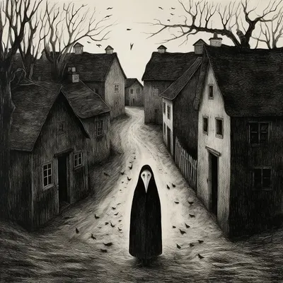 Ghosts of polish village In the shadowed corners of Poland's history lies the chilling legend of the Polish Eagle Ghost—a spectral embodiment of the nation's anguish and torment. Amidst the partitions that fractured the land, a haunting apparition emerged—a ghostly eagle, its form a twisted reflection of the nation's agony. Legends whispered of its eerie cries echoing across battlefields, foretelling imminent tragedy. Rumors spoke of cursed souls bound to the phantom, condemned to relive the nation's darkest chapters. Historians intertwined documented horrors with sightings of this spectral eagle, blurring the lines between fact and folklore. The Polish Eagle Ghost, a symbol of enduring resilience and the haunting legacy of a nation scarred by invasions, remains an enigmatic presence in Poland's tumultuous history—a specter of unspoken horrors that echo through the ages - AI artwork, 19 Nov 2023