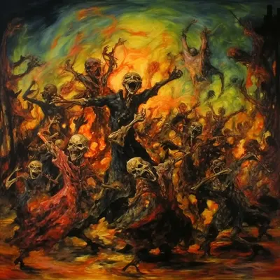 dance macabre . The Dance Macabre, also known as the Dance of Death, was a medieval allegory that portrayed death as a universal equalizer, showcasing people from all walks of life dancing with a skeletal figure, symbolizing death. It was a reminder of the inevitability of death and the idea that it comes for everyone, regardless of social status or wealth. This theme was often depicted in various art forms, including paintings, literature, and music - AI artwork, 20 Nov 2023