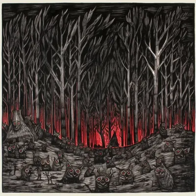 In the heart of the mystical forest, madness intertwines with darkness, birthing a twisted symphony of shadows and secrets. Dare to wander into the depths of this enigmatic realm where whispers linger and mysteries beckon - AI artwork, 14 Dec 2023