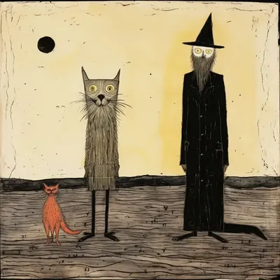 Silly catman and his friends - AI artwork, 2 Dec 2023