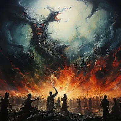Exploring the intricate blend of dark, swirling emotions and vibrant bursts of color in art. There's an undeniable intensity in this juxtaposition—where darkness meets hope, creating a powerful visual narrative - AI artwork, 6 Dec 2023