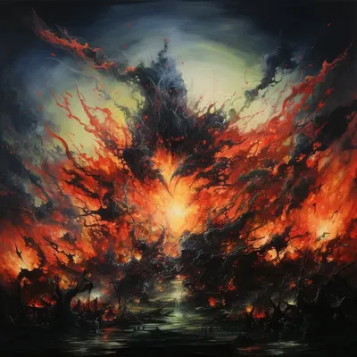 Exploring the intricate blend of dark, swirling emotions and vibrant bursts of color in art. There's an undeniable intensity in this juxtaposition—where darkness meets hope, creating a powerful visual narrative - AI artwork, 6 Dec 2023