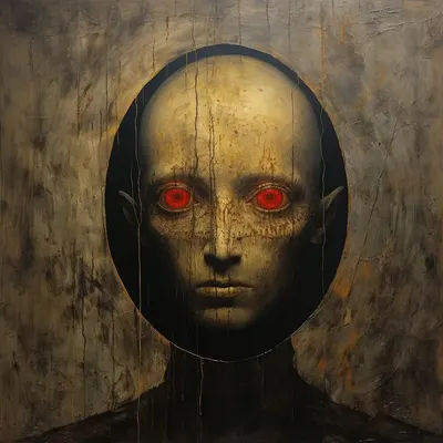 In the ethereal realm, amidst swirling shadows and whispers of forgotten sorrows, there existed a being of malevolent allure. Their gaze, a vortex of darkness, devoured the purity of souls, leaving a trail of shattered innocence in their wake. Legends whispered of their descent from a realm of lost spirits, cursed to consume the very essence of goodness, their eyes forever haunting the ethereal tapestry of existence - AI artwork, 3 Dec 2023