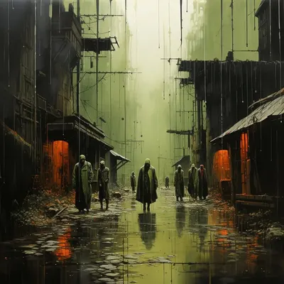 Keep the streets empty. He woke up - AI artwork, 11 Dec 2023