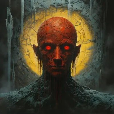 In the ethereal realm, amidst swirling shadows and whispers of forgotten sorrows, there existed a being of malevolent allure. Their gaze, a vortex of darkness, devoured the purity of souls, leaving a trail of shattered innocence in their wake. Legends whispered of their descent from a realm of lost spirits, cursed to consume the very essence of goodness, their eyes forever haunting the ethereal tapestry of existence - AI artwork, 3 Dec 2023