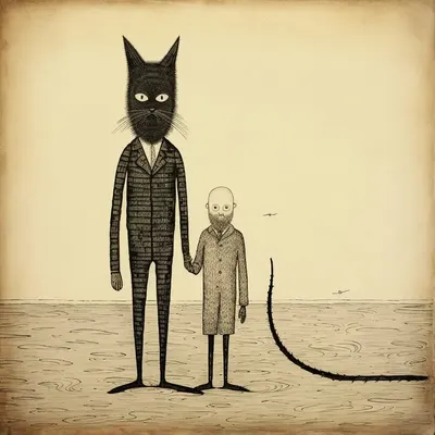 Silly catman and his friends - AI artwork, 2 Dec 2023