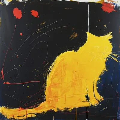 Just yellow cat in space - AI artwork, 10 Jan 2024