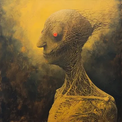 Beware the Yellow Soul-Eater, lurking in shadows Its eerie presence sends shivers down the spine, consuming souls in the darkness. Dare to face the fear? - AI artwork, 15 Jan 2024