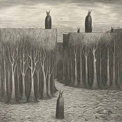 ghosts of the forest - AI artwork, 1 Jan 2024