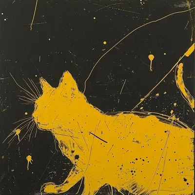 Just yellow cat in space - AI artwork, 10 Jan 2024