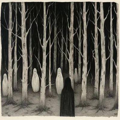 ghosts of the forest - AI artwork, 1 Jan 2024