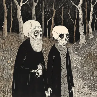 Embracing life's journey, acknowledging the inevitability of our shared destiny. Death. Choosing to face the unknown with dignity, as we all navigate the profound mystery of existence - AI artwork, 25 Jan 2024