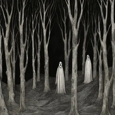 ghosts of the forest - AI artwork, 1 Jan 2024