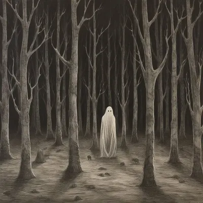 ghosts of the forest - AI artwork, 1 Jan 2024