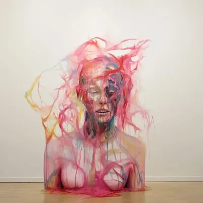 You find yourself surrounded by a surreal, vibrant pink expanse that stretches infinitely in all directions. It's a mesmerizing and otherworldly experience. What would you like to do in the pink void? - AI artwork, 30 Jan 2024