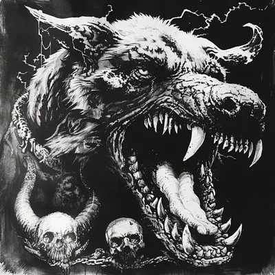 The phantom of the black dog was always following me as a kid, making me feel immense fear. I was never able to rest, never felt safe - AI artwork, 21 Feb 2024