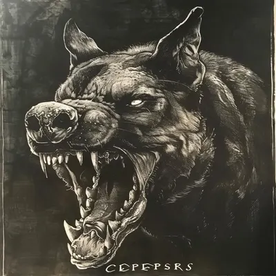 The phantom of the black dog was always following me as a kid, making me feel immense fear. I was never able to rest, never felt safe - AI artwork, 21 Feb 2024