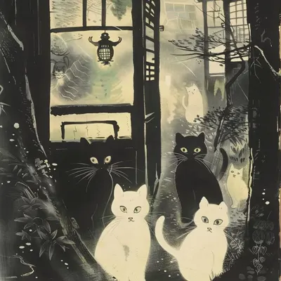 猫たちの幽霊 - AI artwork, 14 Mar 2024