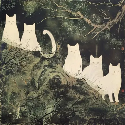 猫たちの幽霊 - AI artwork, 14 Mar 2024