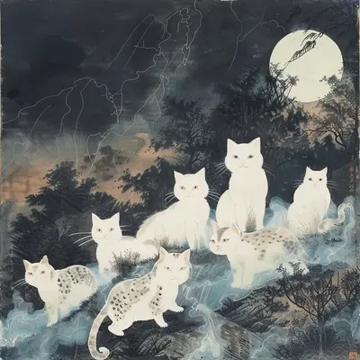猫たちの幽霊 - AI artwork, 14 Mar 2024