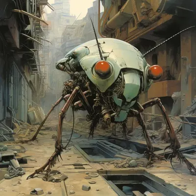 Cybernetic insects are insects that have been augmented with electronic components, such as sensors, actuators, or even microprocessors, to enhance their abilities or control their behavior. These enhancements could be used for various purposes, such as surveillance, environmental monitoring, or even search and rescue operations. However, ethical considerations and potential ecological impacts would need to be carefully addressed in their development and deployment - AI artwork, 15 Mar 2024