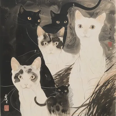 猫たちの幽霊 - AI artwork, 14 Mar 2024