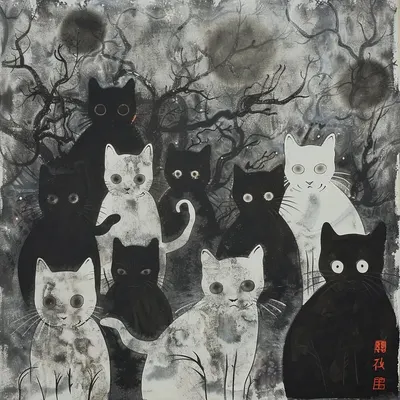 猫たちの幽霊 - AI artwork, 14 Mar 2024