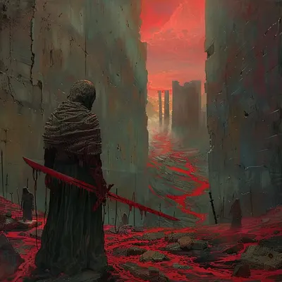 RIVERS RUN RED - AI artwork, 9 Apr 2024