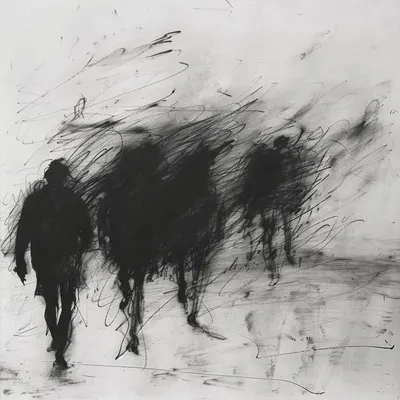 These pieces symbolize the fear that has accompanied my life for a long time. They represent not only death, but also the disappearance of people we love and know. Those who were once close now seem light years away. There is constant change and constant movement. We can never go back - AI artwork, 16 May 2024