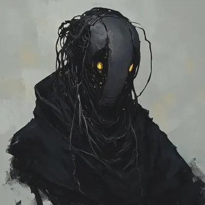 In the depths where darkness and machine entwine, Two specters rise, cold and divine. Skull of steel, eyes that glow, Guardians of a world where shadows grow. Wires twist, and tendrils weave, In their wake, all hopes deceive. Silent watchers in endless nights, Harbingers of a lost light - AI artwork, 31 Aug 2024